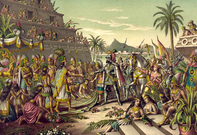 Hernán Cortés incontra Montezuma