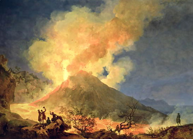 Il Vesuvio che erutta in un dipinto