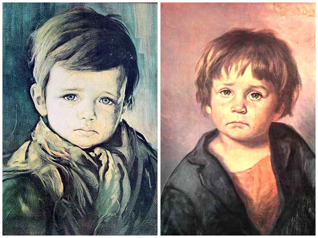 Due quadri con i weeping boys di Bruno Amadio