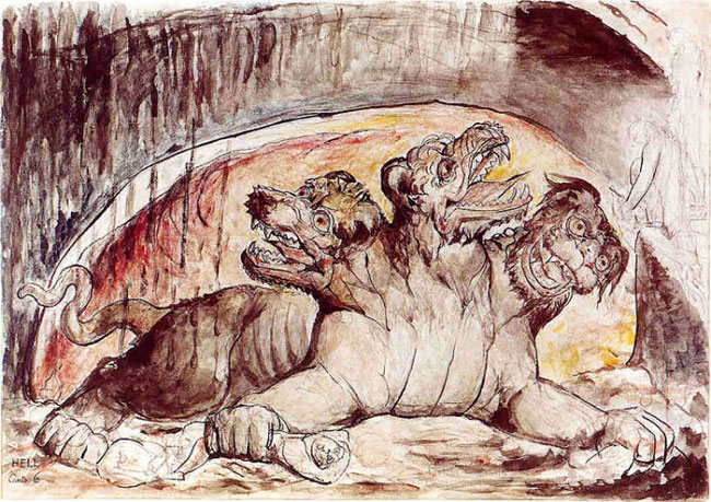 Il cerbero dipinto da William Blake