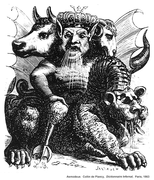 Immagine del demone Asmodeo sul Dictionnaire Infernal