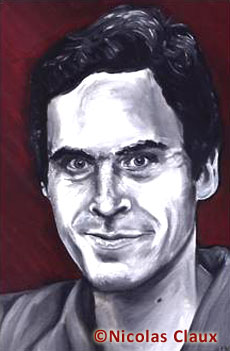 Un dipinto di Nicolas Claux raffigurante Ted Bundy