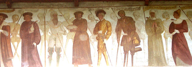 Un affresco di Danza Macabra (Danse Macabre, Totentanz)