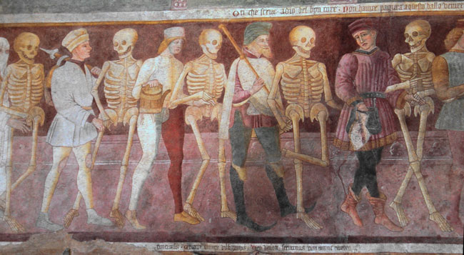 Un affresco di Danza Macabra (Danse Macabre, Totentanz)