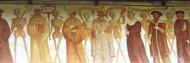 Un affresco di Danza Macabra (Danse Macabre, Totentanz)