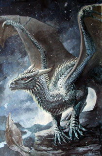 Un drago bianco tra la neve immacolata che cade Un drago bianco tra la neve immacolata che cade