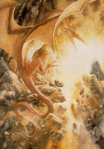 Il dragone dorato dipinto da Alan Lee