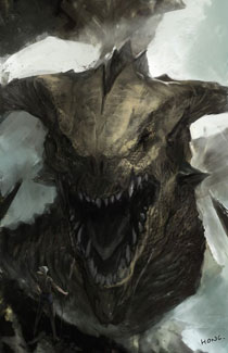 Un enorme drago tra le rocce Un enorme drago tra le rocce