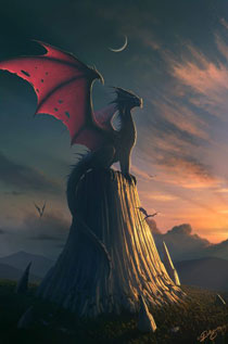 Un drago immenso sopra una montagna Un drago immenso sopra una montagna