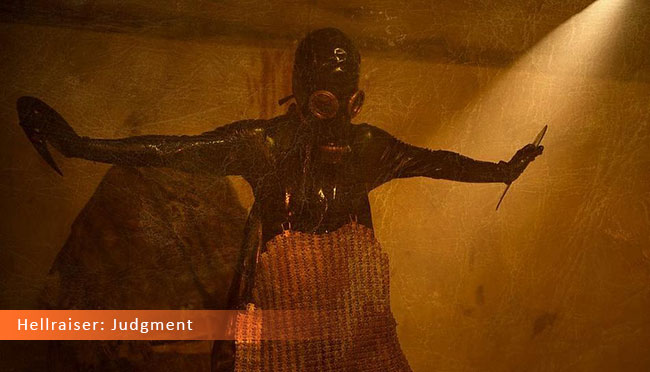 Un fotogramma dal film horror 2017 intitolato Hellraiser: Judgment