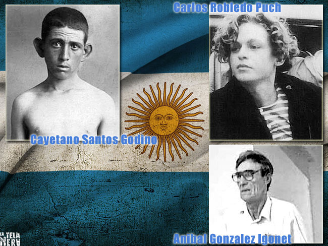 Le foto di alcuni famosi serial killer argentini: Santos Godino, Gonzalez Igonet, Robledo Puch