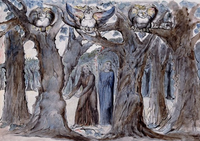 Il bosco dei suicidi di William Blake con le Arpie