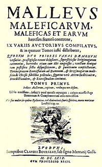 La copertina di un'edizione del XVII secolo del Malleus Maleficarum