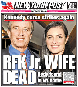 Giornale con la notizia della morte della moglie di RFK