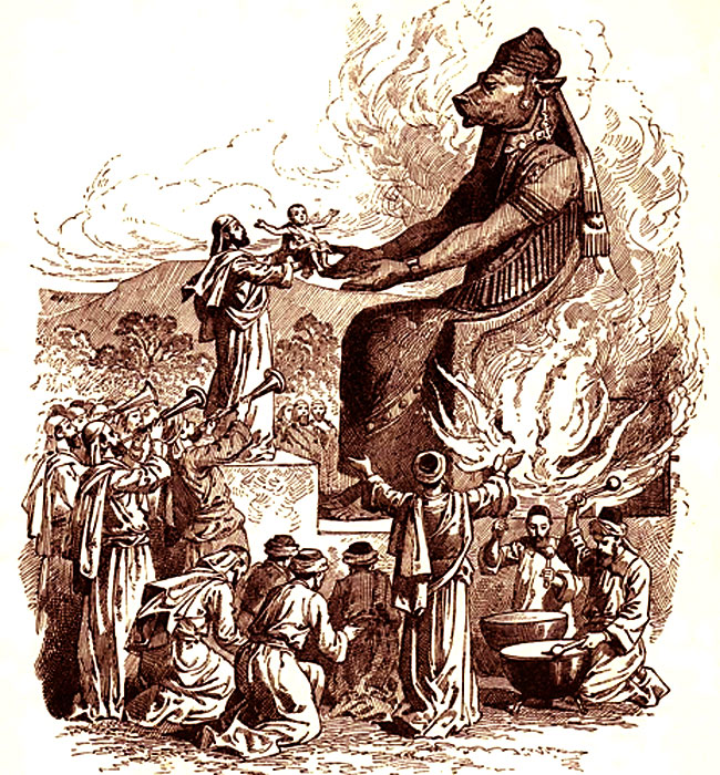 Un bambino sacrificato al dio Moloch