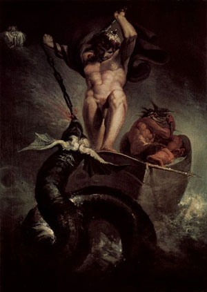 Thor a pesca di Jormungand col gigante Hymir